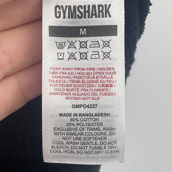 Gymshark Men's Pullover Long Sleeve BLACK Hooded Sweatshirt Size M - Picture 4 of 6